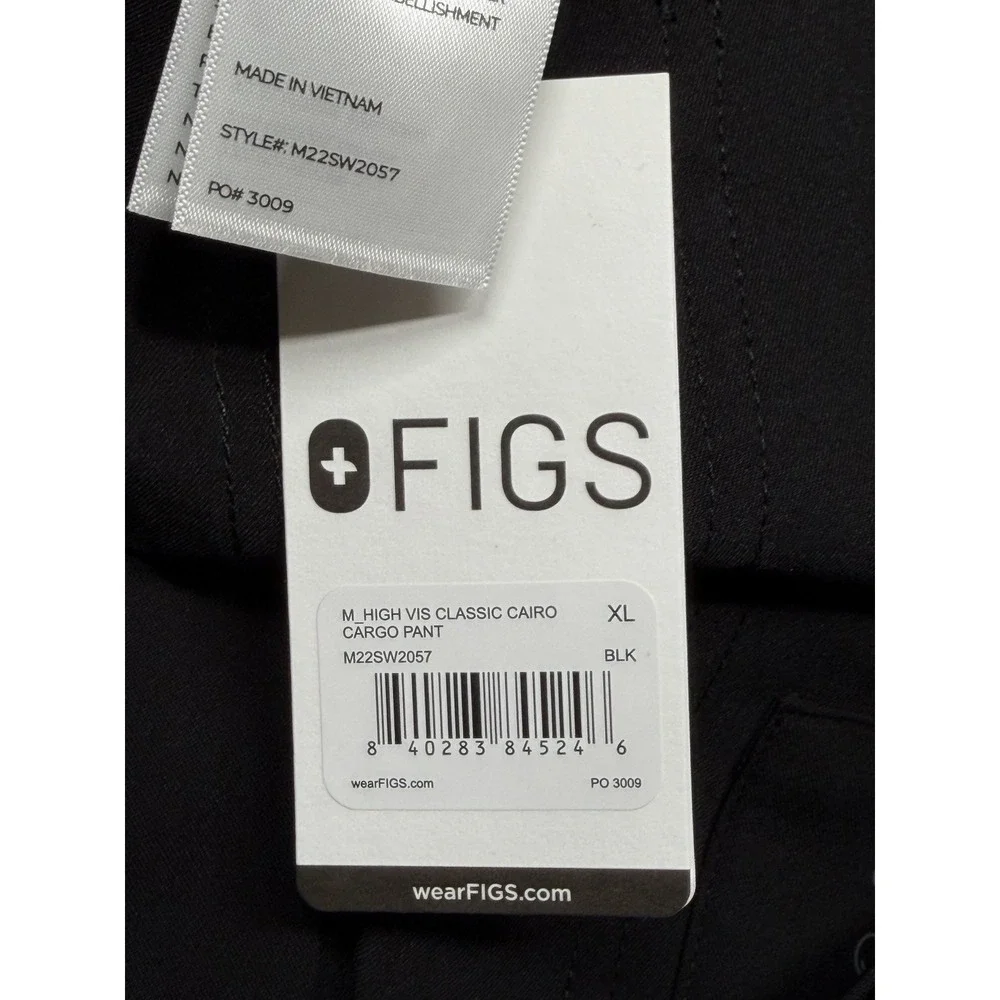 FIGS Scrub Pants Mens XL Black High Vis Cairo Cargo Healthcare Hospital Doctor